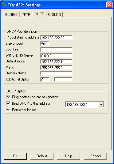 dhcp setting