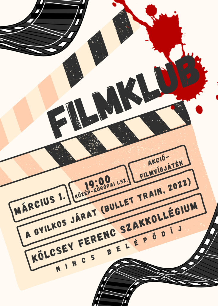 Az idei első Filmklub a 2022-es amerikai akció-filmvígjátékot, A gyilkos járat (Bullet Train, 2022) című filmet mutatja be.